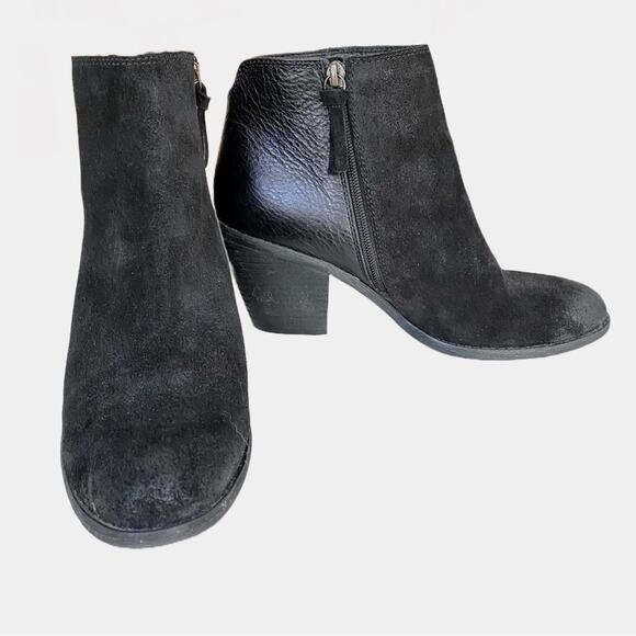 Sofft Tilton Women's Black Oiled Suede & Leather Mixed Media Ankle Boot 8.5M - Picture 4 of 10